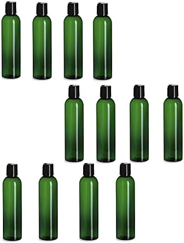 חוות טבעיות 12 חבילה - 8 גרם -ירוק בקבוקי פלסטיק קוסמו - עליון השחורה - לשמנים אתרים, בשמים, מוצרי ניקוי
