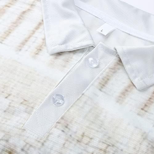 חולצות פולו של XZHDD לגברים, שרוול ארוך דיגיטלי בוהו קדמי קדמי כפתור צווארון צווארון עסקים חולצה מזדמנת