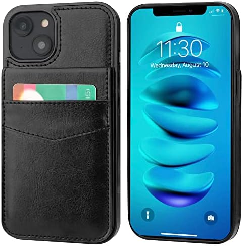 קיהואי תואם לארנק מארז אייפון 14 עם מחזיק כרטיס אשראי, הפוך כיסוי מגן כבד לאייפון 14 6.1 אינץ