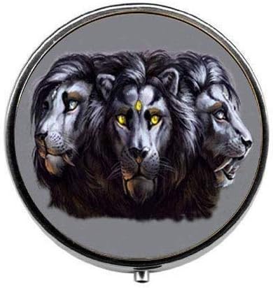 שלוש האריה ראש גלולת תיבת ממתקי תיבת פראי בעלי החיים תכשיטי בציר קסם תכשיטי זכוכית תכשיטי תמונה