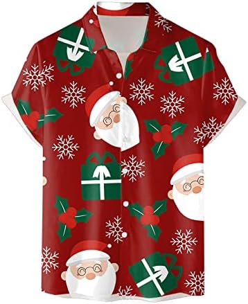חולצות חג המולד של Wocachi Mens חולצות שרוול קצר כפתור פאנקי מטה חולצות חולצות אלוהה