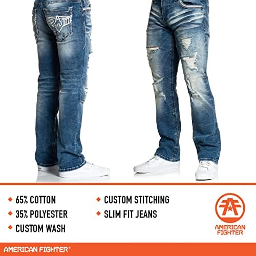 מכנסי ג'ינס של קרב אמריקאי רזה לגברים. אגדת הגברים הרזים של ג'ין ז'אן