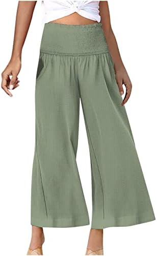 נשים של רחב רגל מכנסיים קיץ 2023 גבוהה מותן פאלאצו מכנסיים משרד עבודת מכנסי פעמון טרנדי רופף זורם חוף