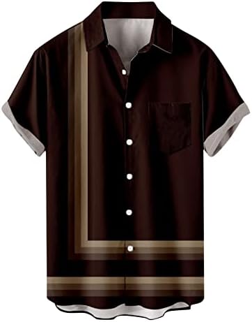 חולצת פסים לגברים כפתור שרוולים קצרים למטה חולצה מהירה של דש יבש חולצת ג'נטלמן נוחה
