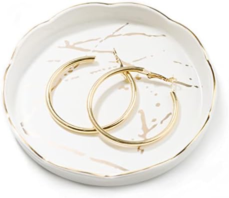 מחזיק תכשיטים של Lyeoboh צלחת טבעת קרמיקה מארגן תכשיטים מגש תכשיטים, מחזיק טבעת קרמיקה בגודל 4.5 אינץ