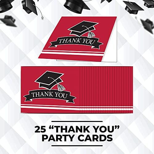 המרה יצירתית 25 רוזן אדום חוגגת! הזמנות למסיבות ו -25 כרטיסי תודה - ציוד סיום על כיתה של 2023 אספקת