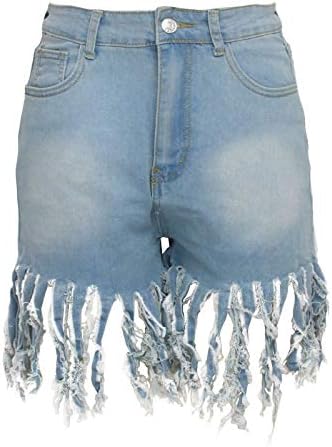 מכנסיים קצרים של KuioLypoer ג'ין לנשים ג'וניורס, קיץ מותניים מקופלים נמתחים מפוארים מגדילים גולשים ג'ינס