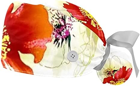 כובע עבודה של דפוס פרחים עם כובע בופנט כיסוי ראש מתכוונן