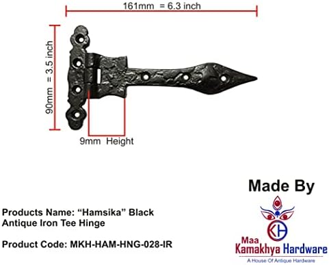 MAA Kamakhya חומרה חמסיקה ציר טי ברזל עתיק שחור - מסופק כ- 2 חלקים לחבילה