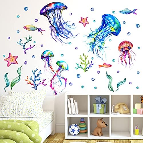 עולם מתחת למים חיות מצוירות מדבקות קיר לחדר חדר מגורים בחדר חדר שינה מדבקות מדבקות קיר יצירתי לילדים
