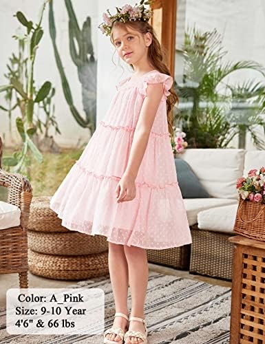שמלת הקיץ של הילדה ארשינר התלקחה שרוול רופף נקודות שוויצריות שמלת קפלים זורמת