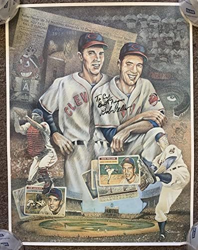 בוב פלר קליבלנד אינדיאנים 17x22 ”פוסטר חתום עם הולוגרמה - תמונות MLB עם חתימה