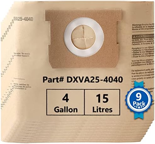Keepow DXVA25-4040 4 גלון חנות שקיות VAC 9 חבילות, תואמות ל- DEWALT DXV04T נייד 4 גלון רטוב/יבש חיסון