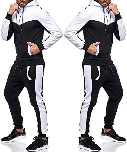 כיס רוכסן משחלת גברים שרוול ארוך סוודר סווטשירט סווטשירט עליון מכנסיים סט ז'קט אימונית חליפת ספורט ומכנס