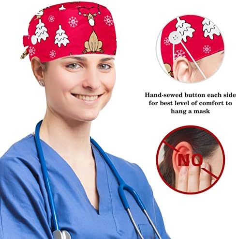 כובעים רפואיים כובע עבודה מתכוונן עם כפתורים ושיער קשת עץ חג המולד איילים איילים איילים