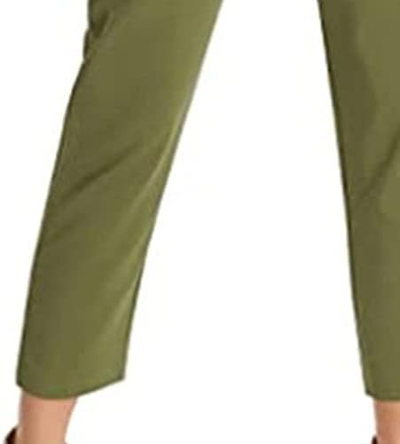 נשים גבוהה מותן נייר תיק מכנסיים מוצק עצמי עניבת חגור עיפרון מכנסיים מקרית שרוך ארוך מכנסיים עם כיס