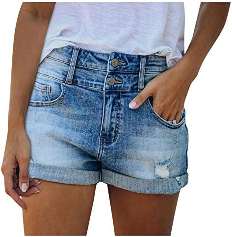 ג 'ינס מכנסיים קצרים נשים ז' אן מכנסיים קצרים נשים גבוהה מכנסיים חור ג ' ינס טרנדי למתוח מכנסיים מותניים