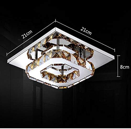 Luyunqi LED אורות תקרה לקריסטל ריבוע נירוסטה מנורת תקרה מיני לחדר שינה, סלון ואורות מסדרון