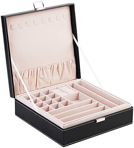 קופסת תכשיטים של A&A PU עור מארז אחסון משולב גדול ובינוני