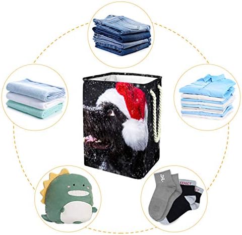 כביסת חורף שלג כלב עם חג המולד כובע מתקפל פשתן כביסה אחסון סל עם ידיות להסרה סוגריים גם מחזיק עמיד למים