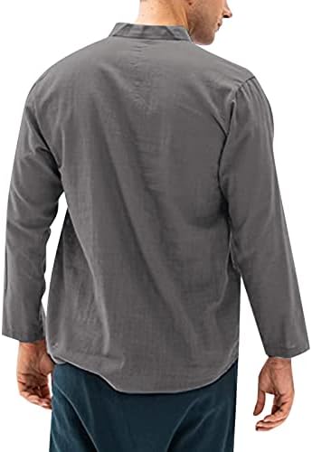 חולצת הכותנה של ZDDO לגברים חולצת הנלי שרוול ארוך חולצות צוואר מדומה חולצות מזדמן סתיו סתיו קלות חוף