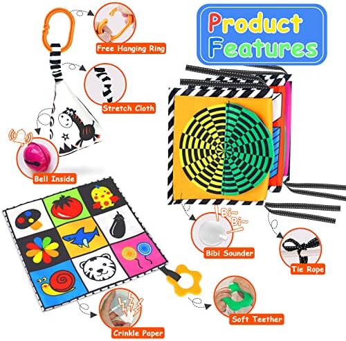 צעצועים של Dongtoiz יילוד, צעצועים לתינוקות בניגוד גבוה עבור צעצועי תינוקות יילודים, שחור ולבן 0-3 חודשים