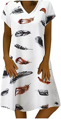 נשים קיץ מזדמן חולצה שמלה פרחוני הדפסה קצר שרוול צווארון רופף משמרת שמלות חג החוף קצר שמלה קיצית