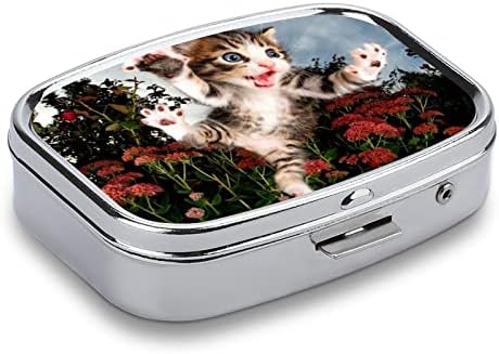מתכת גלולת תיבת חמוד חתול גלולת אחסון מקרה ויטמין קטן גלולת מארגני עבור ארנק כיס נסיעות 2. 2 * 1.6 אינץ