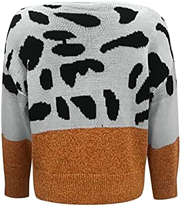 סוודרים חורפיים לנשים 2023 הדפס טיפת כתף סוודר סרוג סרוג אחד עם צווארון גודל גודל סוודר מזדמן