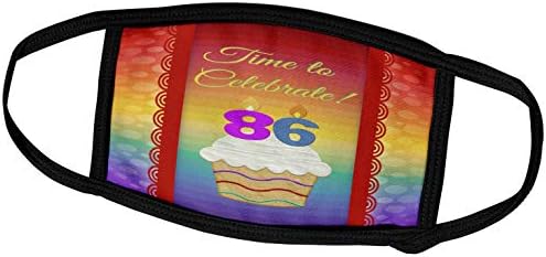 3drose בוורלי טרנר עיצוב הזמנה ליום הולדת - קאפקייק, מספר נרות, זמן, חוגג את הזמנה בת 86 - מסכות פנים