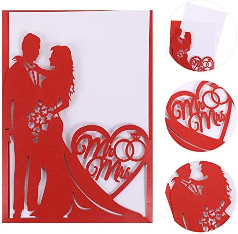 STOBOK 10 יחידות חתן חתן הזמנות לחתונה כרטיס חתך הזמנות לחתונה יצירתי חלול כרטיסי ברכה נישואין MR MRS