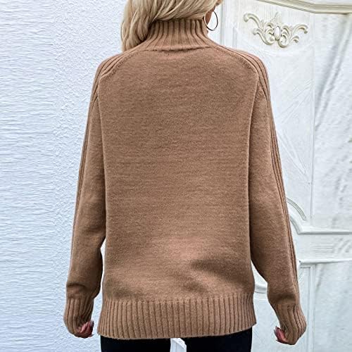 RMXEI נשים סוודר בצבע אחיד סוודר צוואר גבוה סוודר שרוול ארוך
