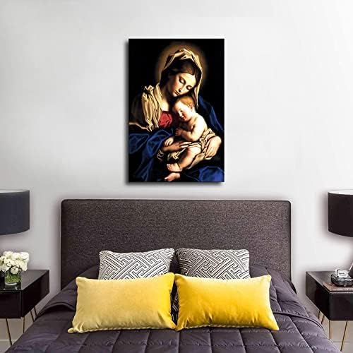 האם הבתולה והילד עם הילד המשיח ישו ישו פוסטרים תמונות בד הדפס אמנות קיר לעיצוב חדר שינה בסלון