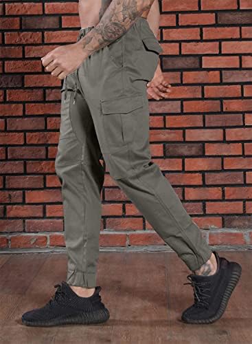 מכנסי גברים מכנסי טרנינג רצים מטען מכנסי טרנינג מזדמנים מכנסיים צ ' ינו בכושר דק עם כיסים