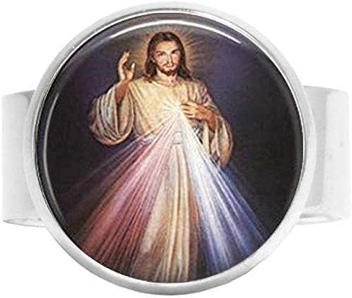 אלוהי רחמים קתולי תכשיטי ישו תכשיטי קסם טבעת בציר אמנות תכשיטי תמונה